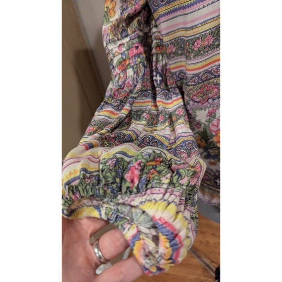Maeve By Anthropologie Oversized Boho Balloon Sleeve Floral Peasant Blouse Sz XS - Picture 2 of 4